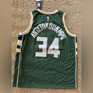 Nike Green and Cream Basketball Jersey